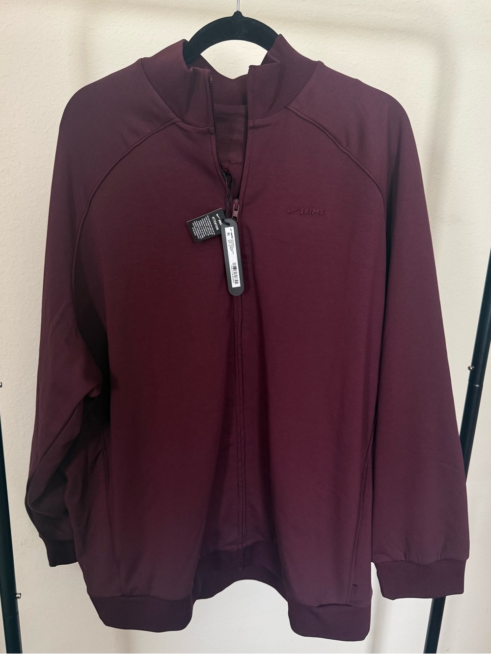 NikeSKIMS Matte Tricot Oversized Full-Zip Track Jacket XL Currant